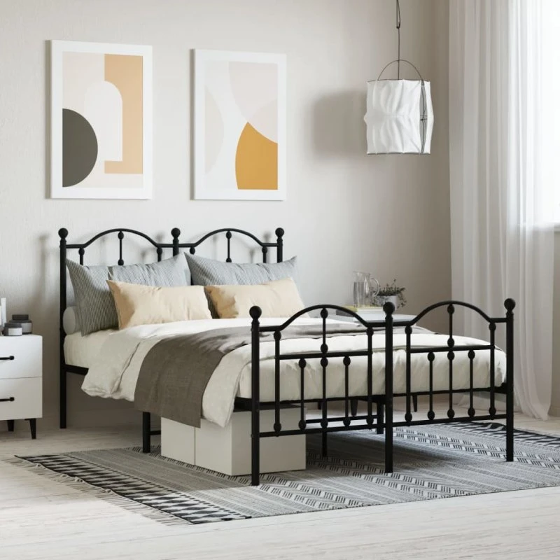 Sengeramme i sort metal 120x190 cm - med gavl