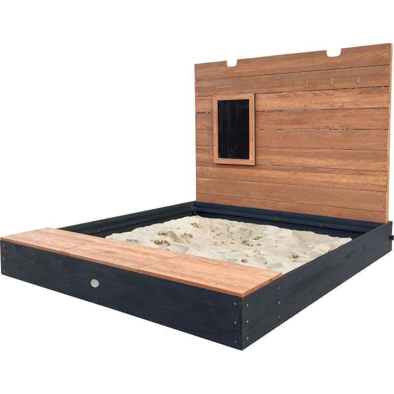 AXI Mandy Sandkasse XXL 160 x 151 cm - Antracit/Brun med låg & opbevaring