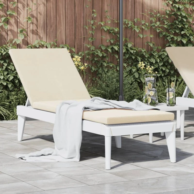 Liggestol i PP med hynde 186x60x29 cm – Hvid