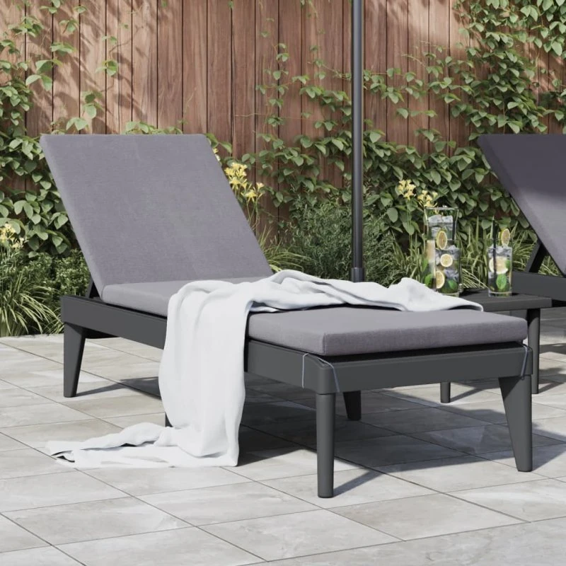 Liggestol med hynde 186x60x29 cm – PP antracitgrå