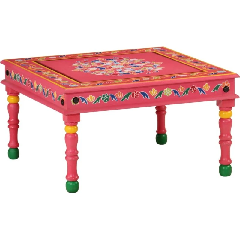 Sofabord i massivt mangotræ, håndmalet lyserød