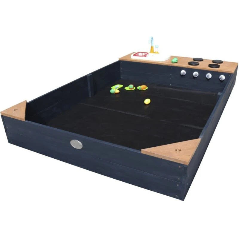 AXI Kelly sandkasse 180x115 cm med legekøkken – antracit/brun
