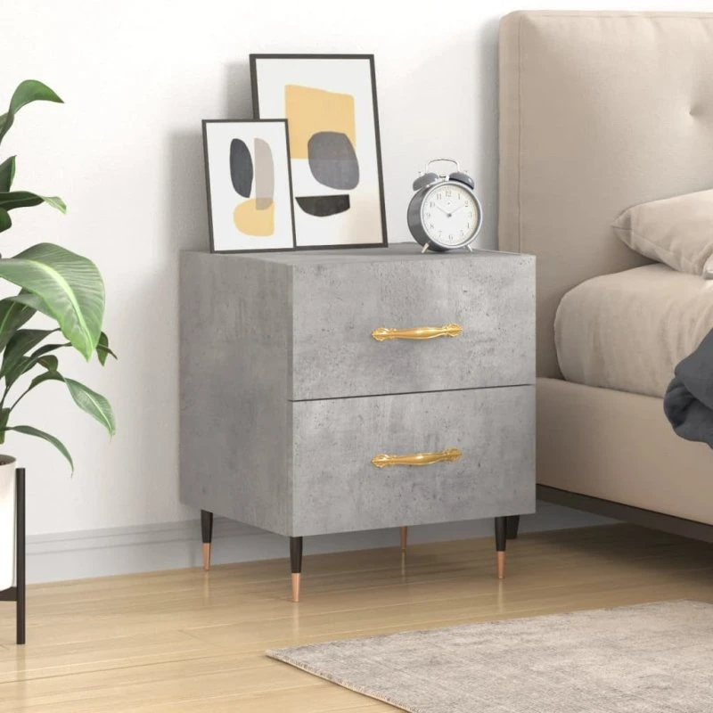 Sengebord i konstrueret træ 40x35x47,5 cm – betongrå