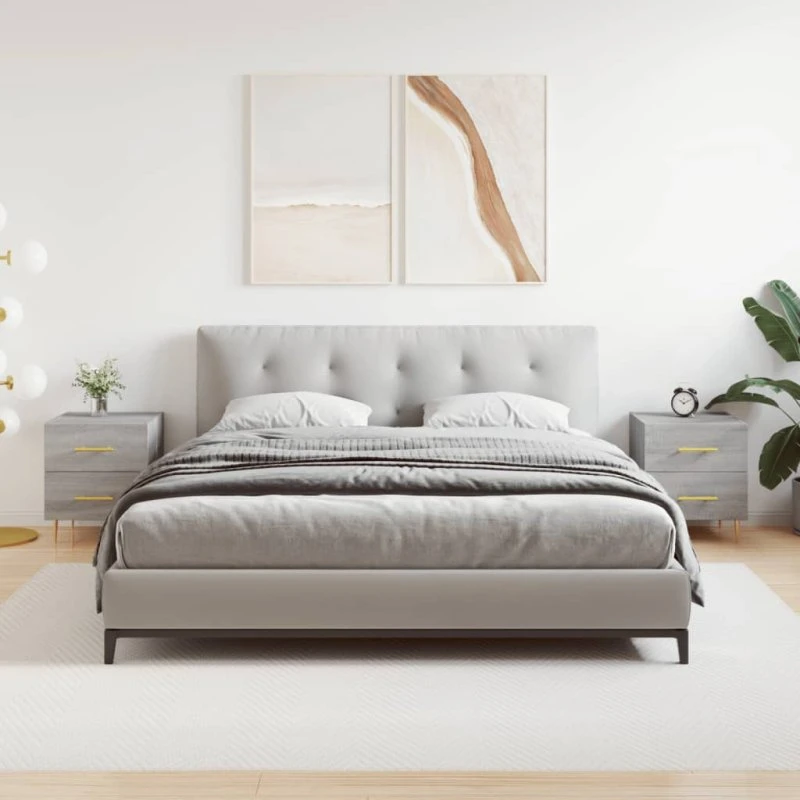 Sengeborde 2 stk. 40x35x47,5 cm Sonoma-eg (grå)