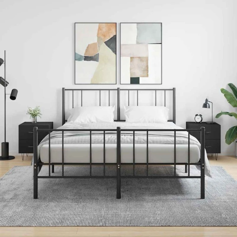 Sengeborde 2 stk. i konstrueret træ, sort 40x35x47,5 cm