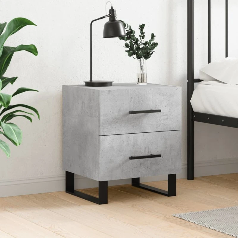 Sengebord 40×35×47,5 cm i konstrueret træ — betongrå