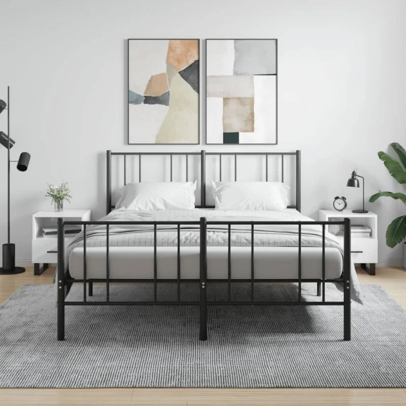 Sengeborde 2 stk. 40×35×47,5 cm hvid højglans