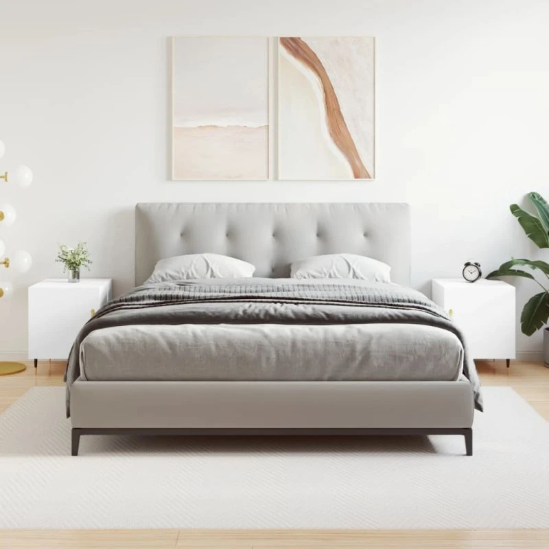 Sengeborde 2 stk. 40x40x50 cm hvidt konstrueret træ