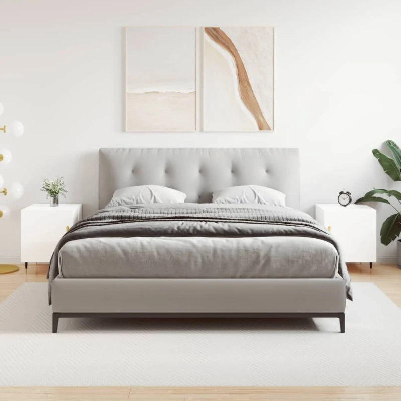 Sengeborde sæt 2 stk 40x40x50 cm - Hvid højglans