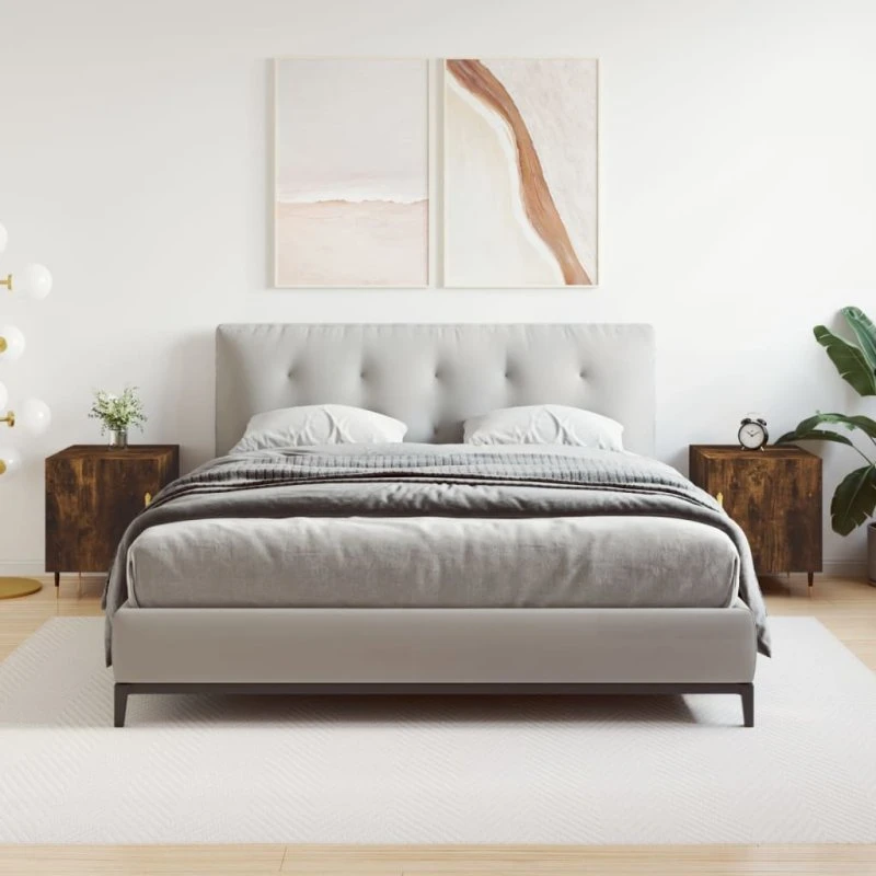 Sengeborde 2 stk 40x40x50 cm - Røget Egetræ