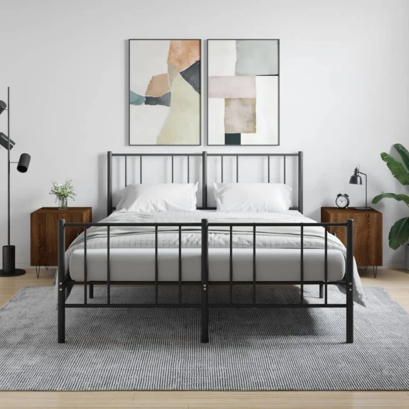 Sengeborde 2 stk. 40x40x50 cm konstrueret træ, brun egetræ