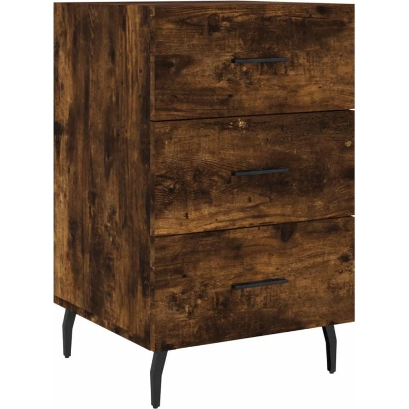 Sengebord 40x40x66 cm i konstrueret træ - Røget egetræ