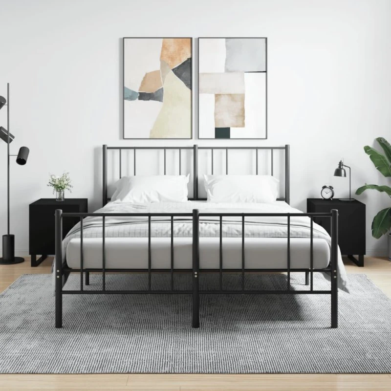 Sengeborde 2 stk. 40x40x50 cm – Sort konstrueret træ