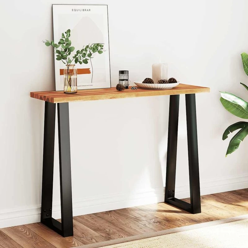 Konsolbord i massivt akacietræ 110x35x80 cm – naturlig kant