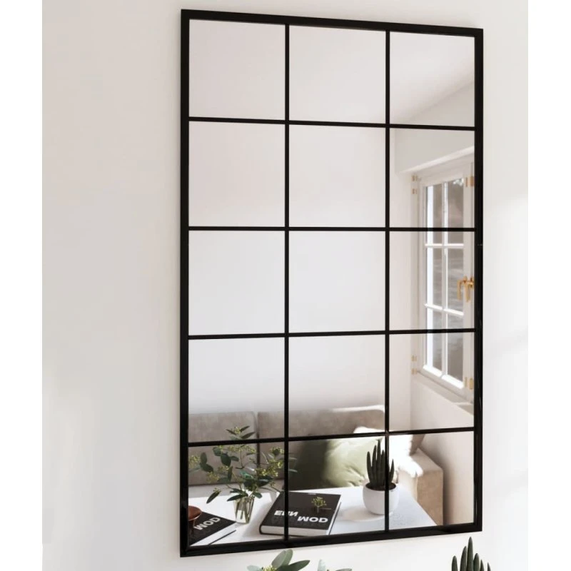 Vægspejl sæt 2 stk. 100x60 cm sort metal