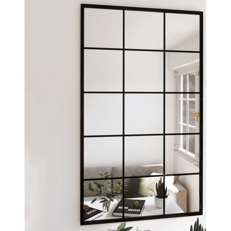 Vægspejl 3 stk. 100×60 cm sort metal
