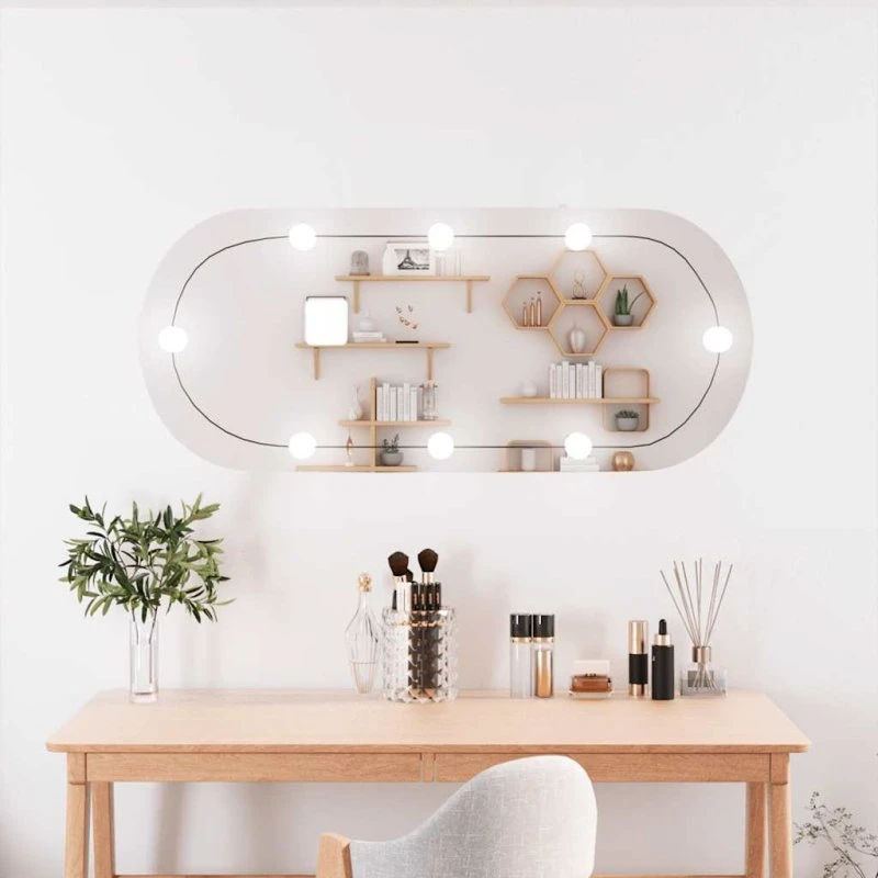 Oval vægspejl med LED 25x60 cm – moderne makeupspejl