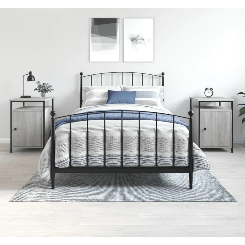 Sengeborde 2 stk. 40x42x62 cm, Sonoma-grå