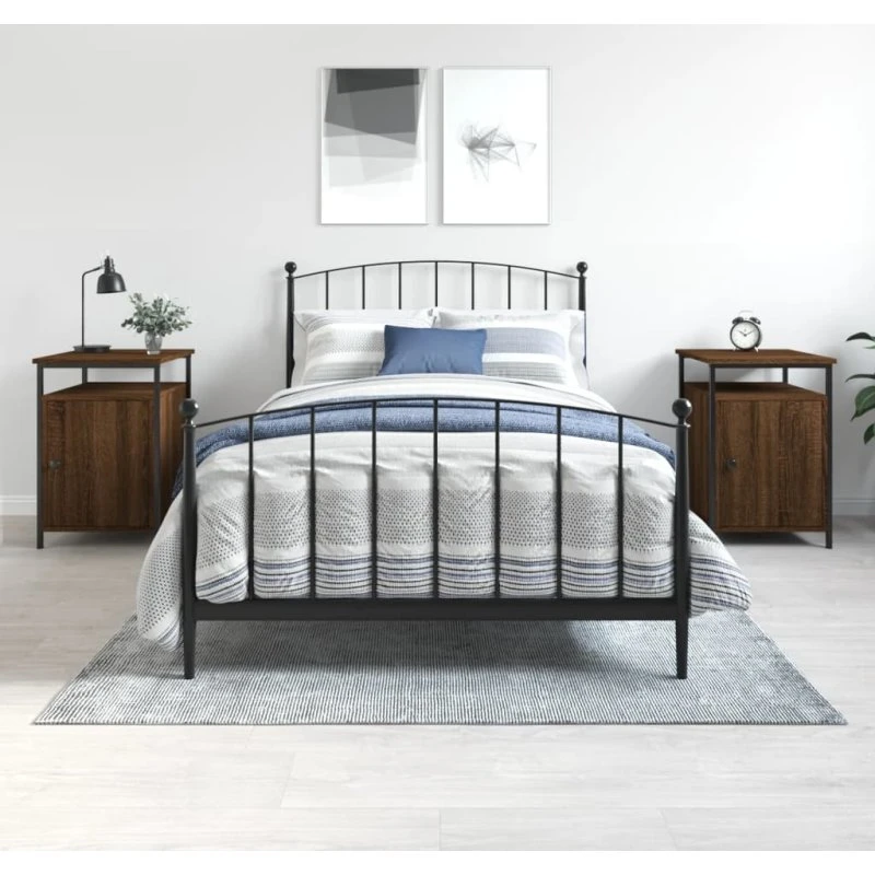 Sengeborde 2 stk. 40x42x60 cm, brun egetræ