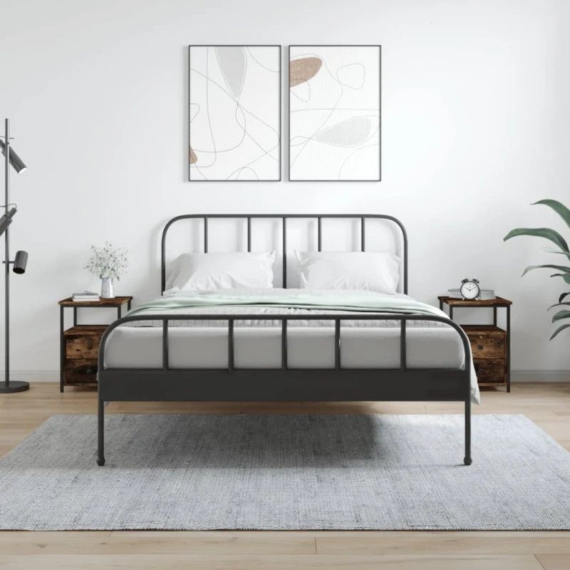 Sengeborde 2 stk. — Røget egetræ, industrielt design (34×35,5×50)