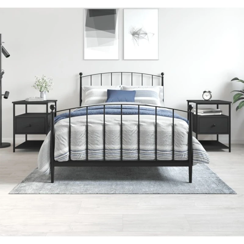 Sengeborde 2 stk. 40x42x56 cm – sort konstrueret træ