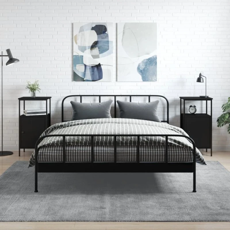 Sengeborde 2 stk. 41x31x80 cm - sort industrielt design