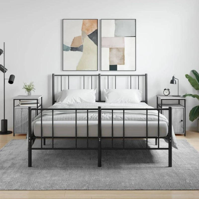 Sengeborde 2 stk. 40x42x62 cm – Grå Sonoma-eg