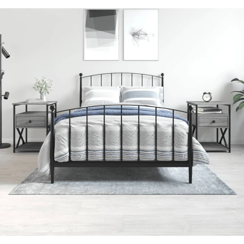 Sengeborde 2 stk. 40x42x55 cm – Sonoma-eg/Grå