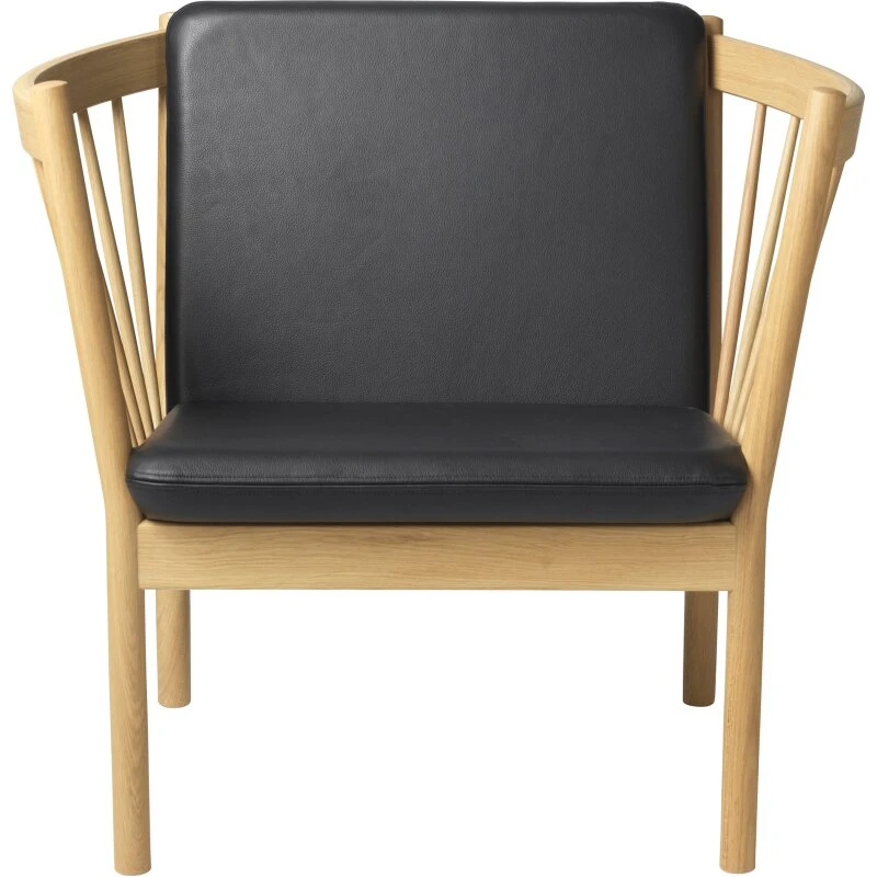 FDB Møbler J146 lænestol – eg lakeret, sort læder