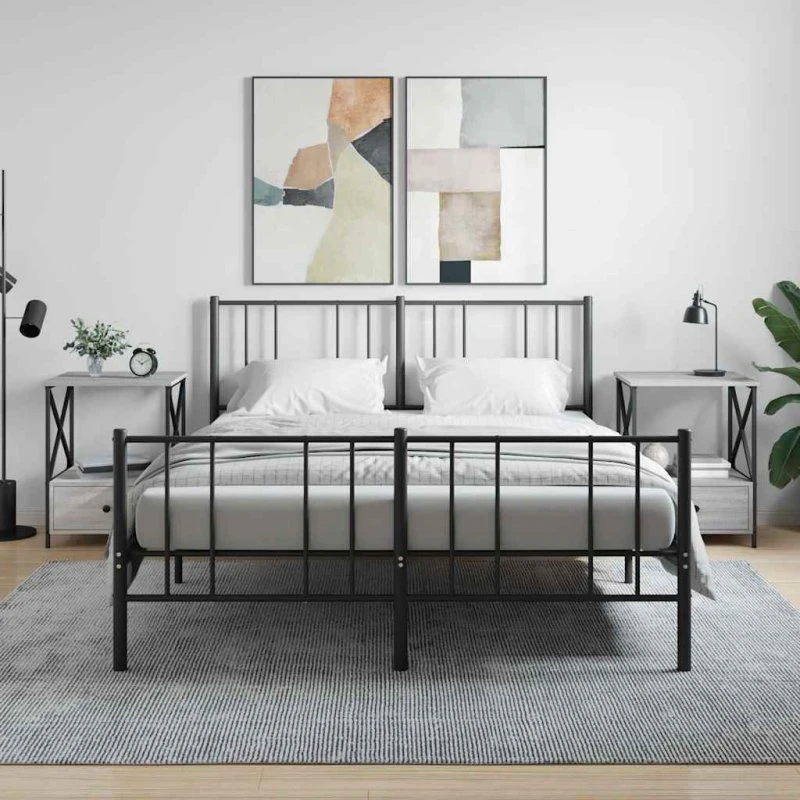 Sengeborde 2 stk. 50x41x65 cm Sonoma-eg/grå