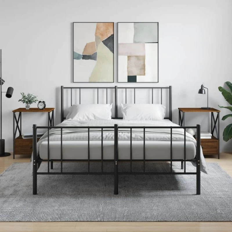 Industrielle sengeborde 2 stk. 50x41x65 cm - brun egetræ