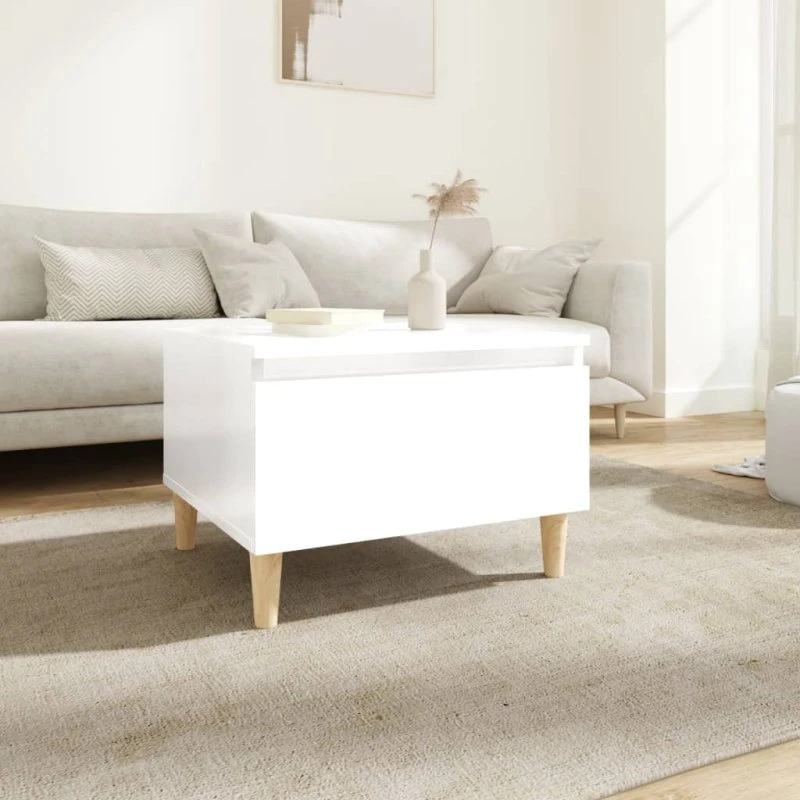 Sidebord 50x46x35 cm i hvid højglans – 1 skuffe