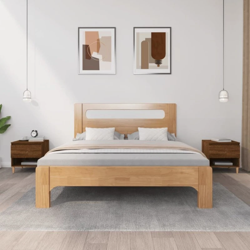 Sengeborde 2 stk. 50x46x50 cm — konstrueret træ, brunt egetræ