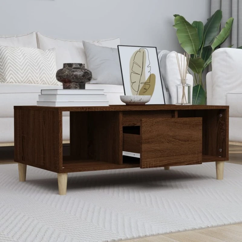 Sofabord 90x50x36,5 cm i konstrueret træ - Egetræsfarve