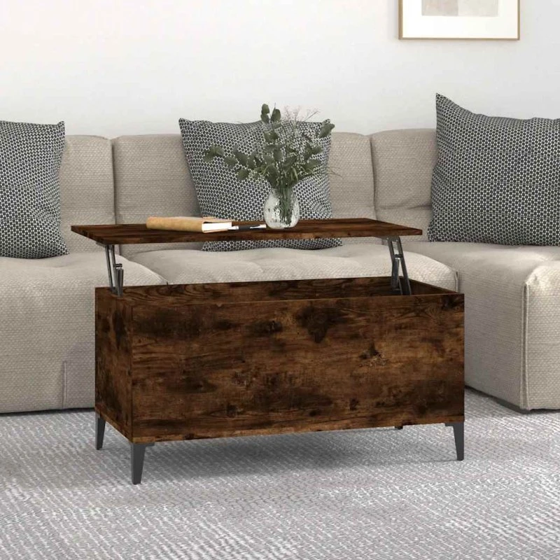 Sofabord 90x44,5x45 cm med løftetop – røget egetræslook