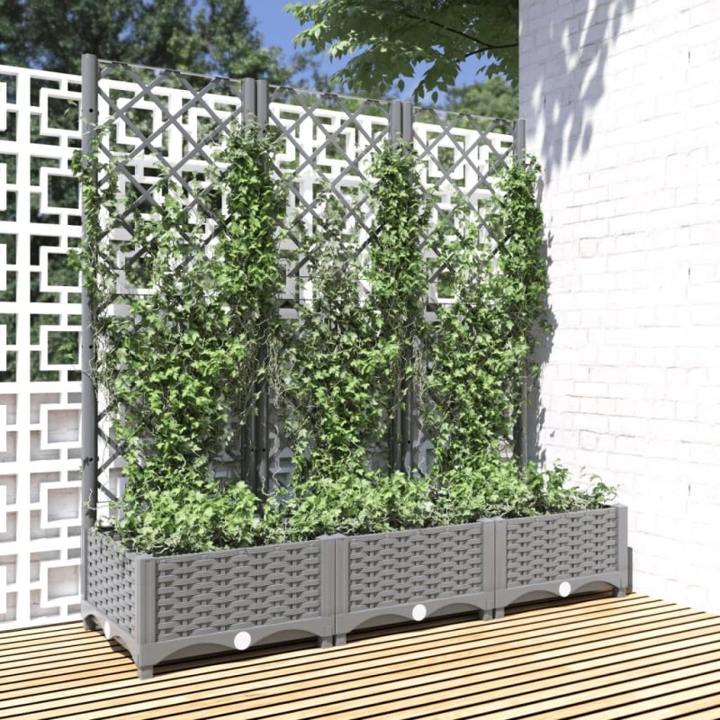 Plantekasse med espalier 120x40x121,5 cm - lysegrå