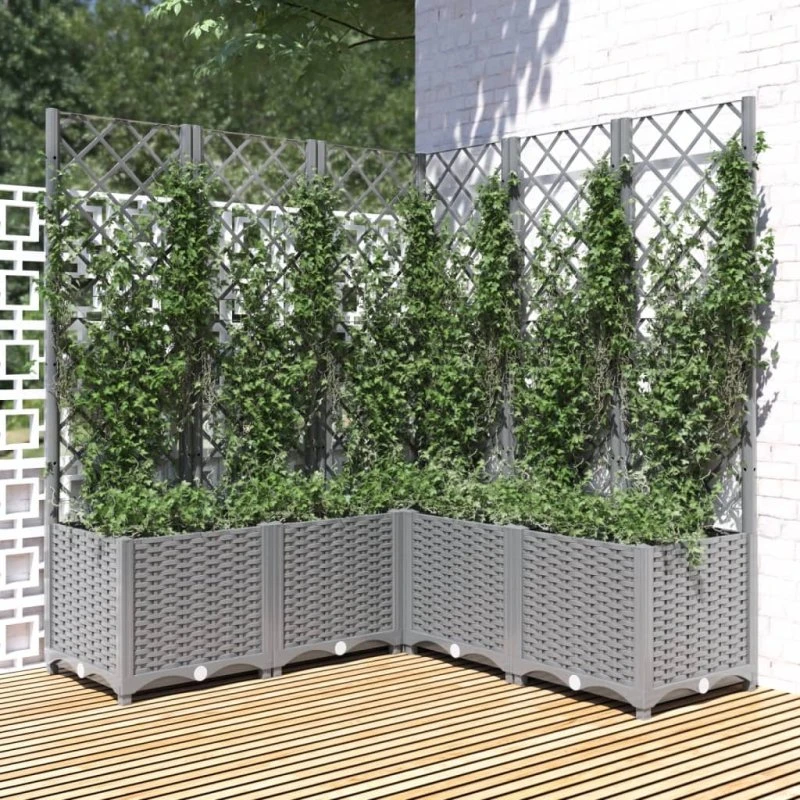Plantekasse med espalier 120x120x136 cm lysegrå
