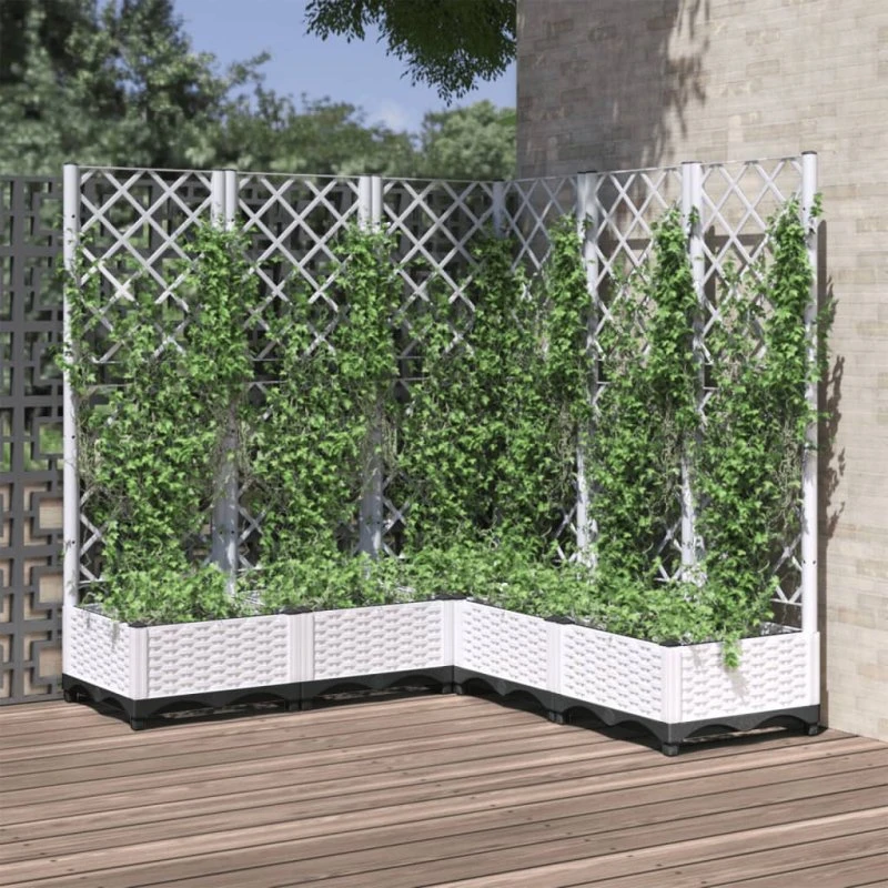 Plantekasse med espalier 120x120x121,5 cm - hvid PP