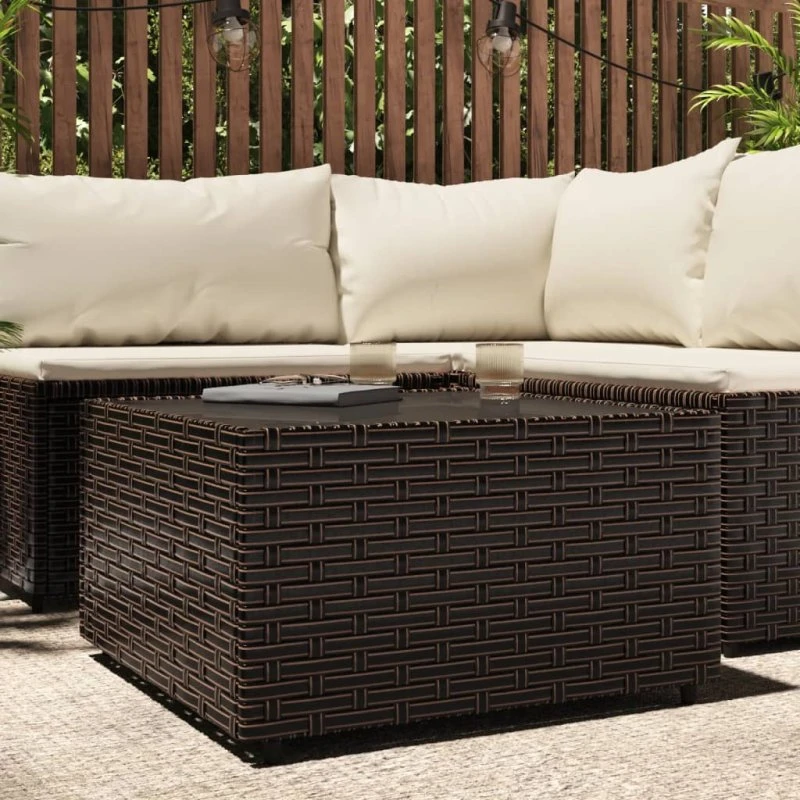 Firkantet havebord 50x50x30 cm polyrattan brun