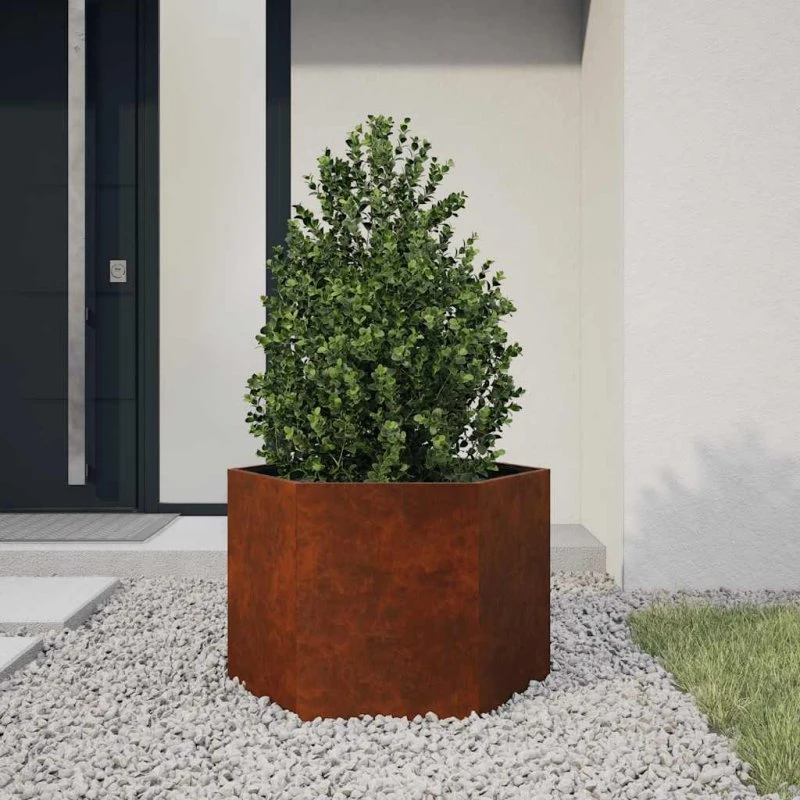 Plantekasse i cortenstål 60×60×45 cm - rustfarvet
