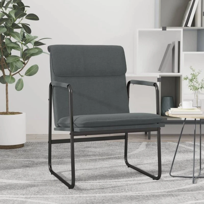 Loungestol i mørkegråt stof 55x64x80 cm