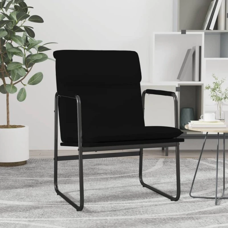 Loungestol i kunstlæder 55x64x80 cm – sort