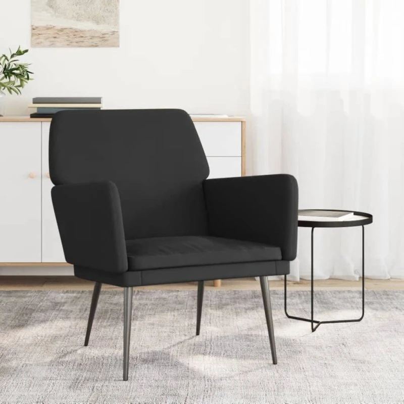 Velour lænestol 62x79x79 cm - Sort