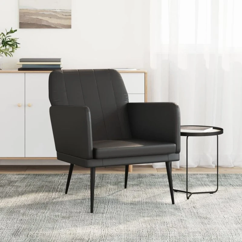 Sort lænestol i kunstlæder 61x78x80 cm – komfort & stil