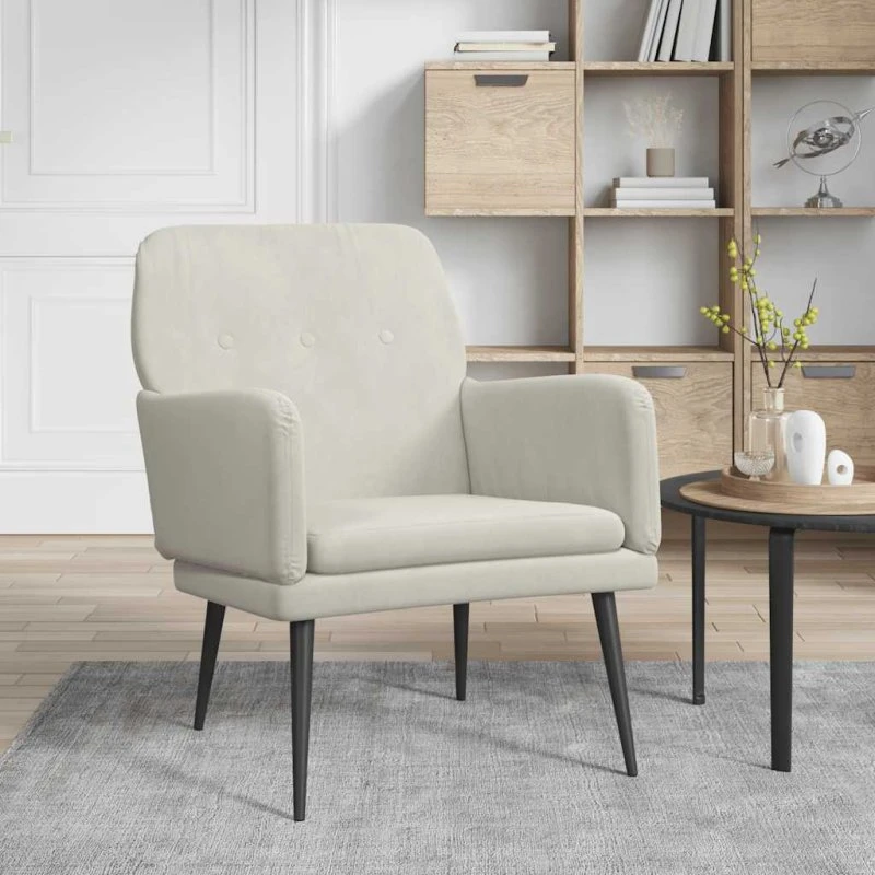 Velour lænestol 62x79x79 cm – creme