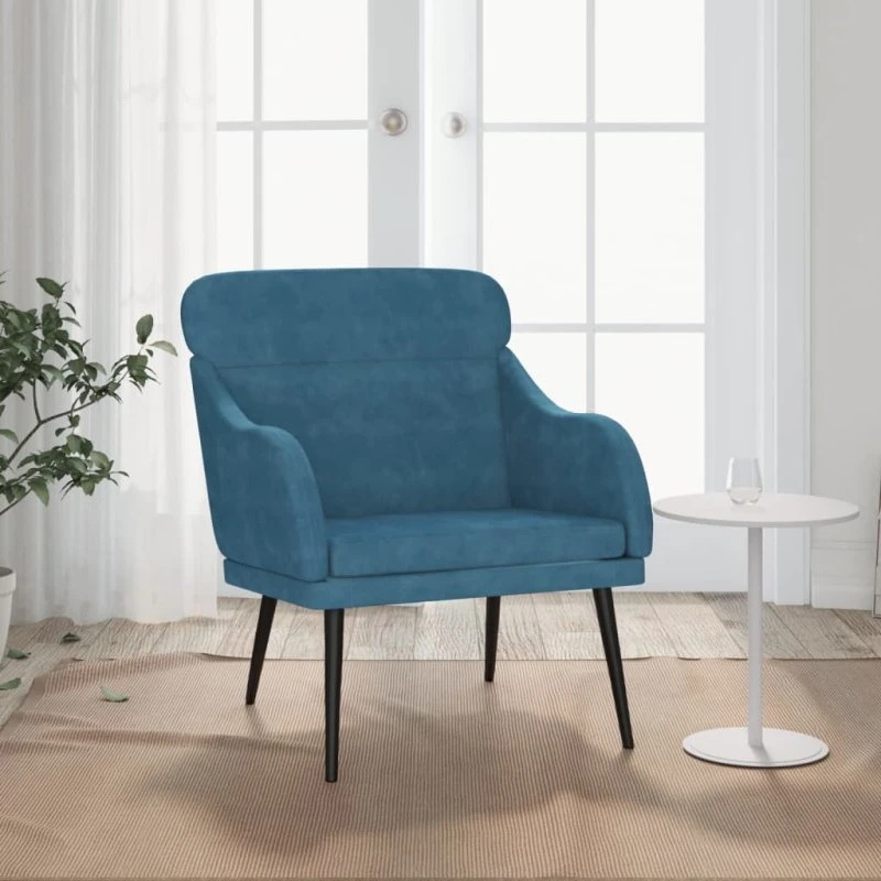 Velour lænestol 63x76x80 cm – blå komfort