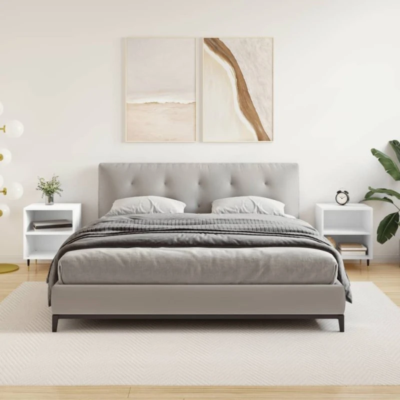 Sengeborde 2 stk. 40x30x50 cm – hvidt konstrueret træ