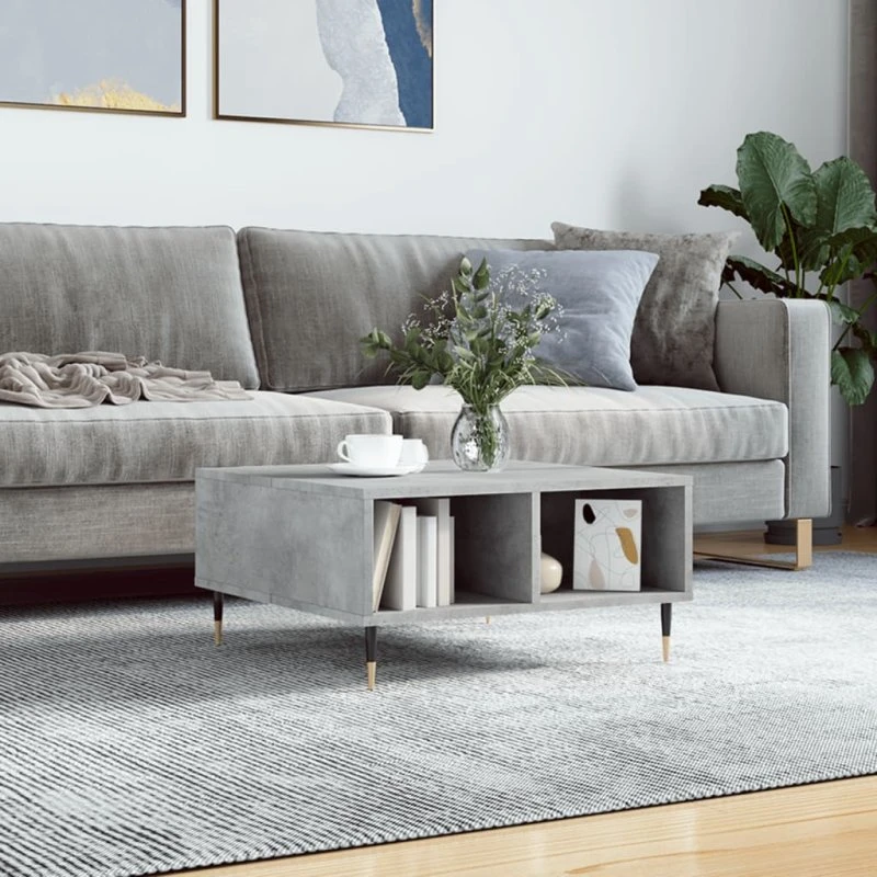 Sofabord 60x60x30 cm konstrueret træ, betongrå