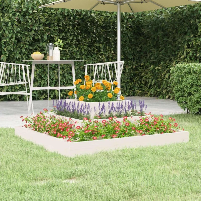 Plantekasse 80x80x27 cm i massivt fyrretræ, hvid