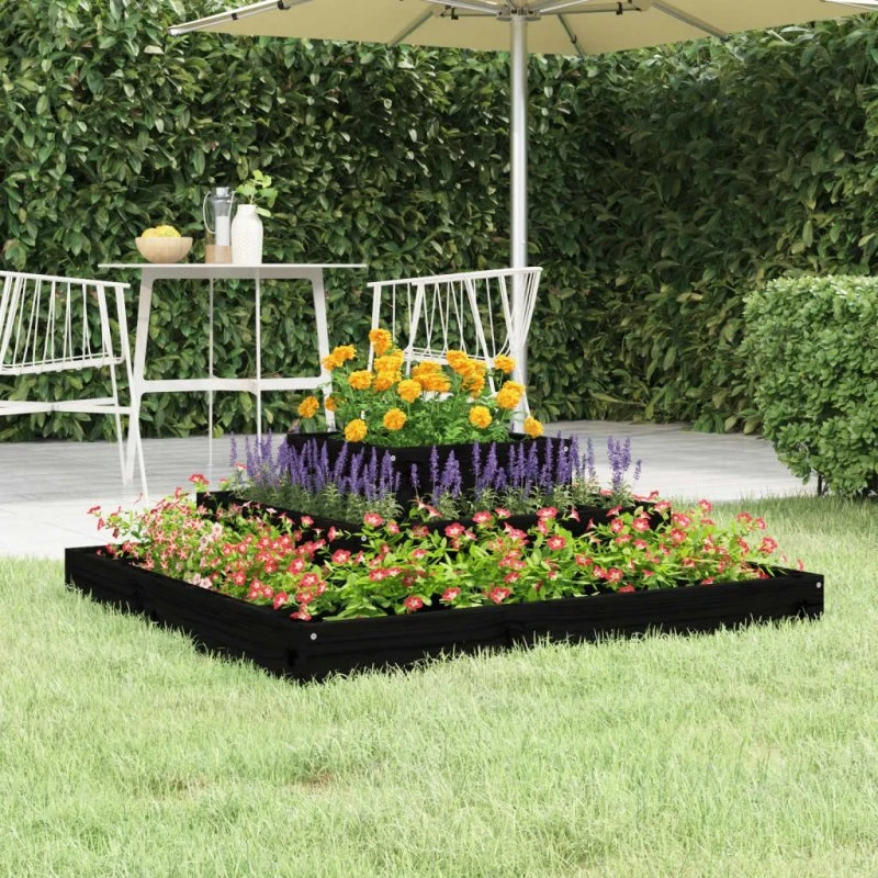 Plantekasse i massivt fyrretræ 80x80x27 cm - sort